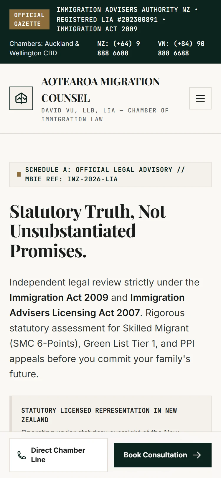 Aotearoa Legal & Migration Counsel Mobile View